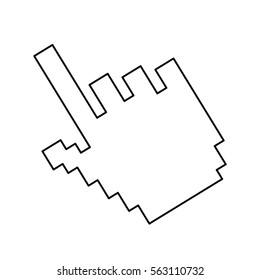 pixelated hand cursor icon image vector illustration design 