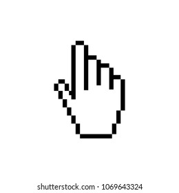 Pixelated hand cursor icon. Vector stock.