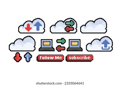 pixelated hand drawn collection set 