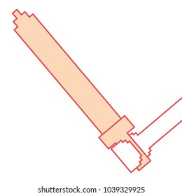 pixelated hand holding sword weapon video game
