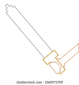 pixelated hand holding sword weapon video game