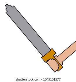 pixelated hand holding sword weapon video game