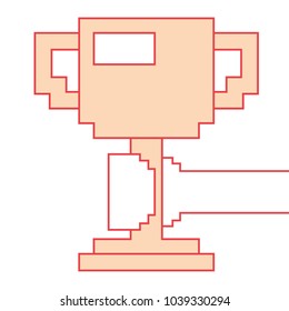 pixelated hand holding trophy cup game