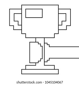 pixelated hand holding trophy cup game