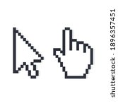 Pixelated Hand And Mouse Cursor. Vector.