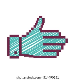 pixelated hand pointing with stripeds