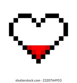 Pixelated Heart Icon. Digital love, affection, romance, emotions, technology, pixel art, retro, nostalgia, digital expression, symbol, 8-bit. Vector line icon for Business and Advertising