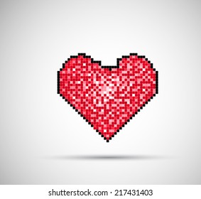 Pixelated Heart icon, digital technology concept background