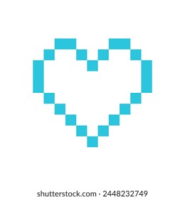 Pixelated heart icon. Isolated on white background. 