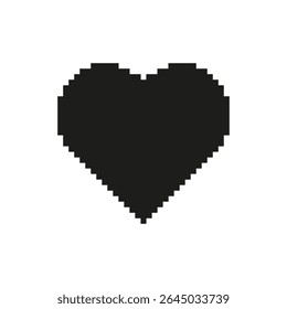 Pixelated Heart Icon. Love, Affection, And Emotional Connection Symbol. Retro Gaming Style. Isolated Vector Illustration.