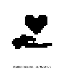 A pixelated heart icon showcasing retro sprite design. the mosaic art style adds a unique charm.