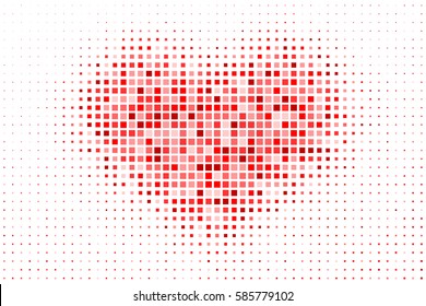 Pixelated heart pattern as background  Red heart and halftone effect for your design