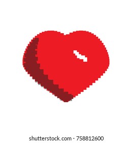 Pixelated heart shape isolated on white background, Vector illustration