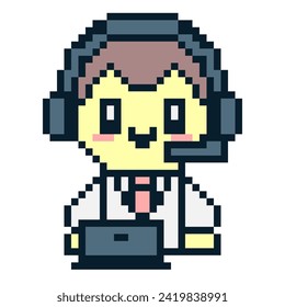 Operador macho de centro de ayuda con portátil. Apoyo técnico. Consultor del centro de llamadas. Representante de servicio con audífonos. Asistencia virtual al cliente en línea. Subcontratación de soporte técnico.