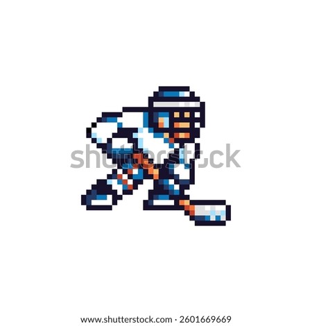 Pixelated Hockey Player in Action