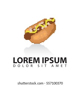 Pixelated hot dog logo design