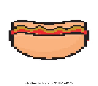 Pixelated Hot Dog Over White