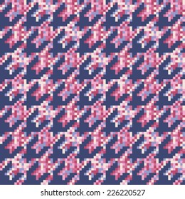 Pixelated houndstooth, Vector seamless pattern in custom colors