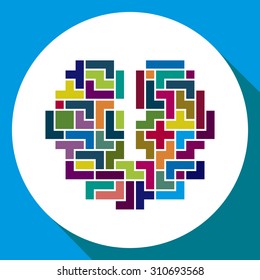 Pixelated icon. creative brain symbol