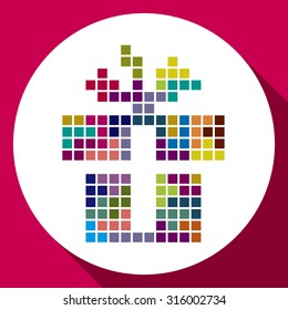 Pixelated icon. gift box symbol