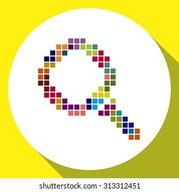 Pixelated icon. loupe symbol