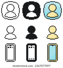 Pixelated Icon set of Personality Related in three style