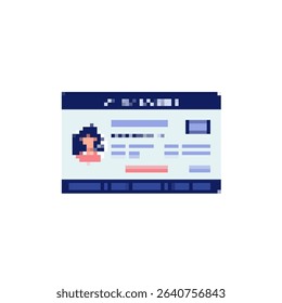 A pixelated id card with a detailed design in blue and white tones, showcasing mosaic pixel art.