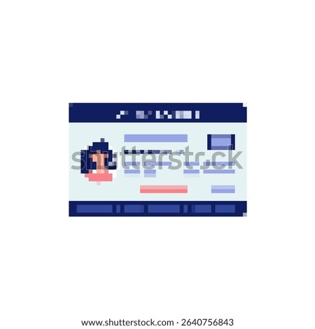A pixelated id card with a detailed design in blue and white tones, showcasing mosaic pixel art.