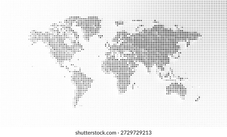 Una ilustración pixelada de un mapa del mundo en un mapa con un patrón de cuadrícula