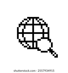 pixelated image of a black circle with a white cross inside and a small arrow pointing to the right. minimalist with bold, black lines. The pixel art style is reminiscent of early computer