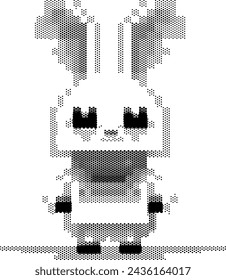 Pixelated image of a cute Easter bunny character standing upright.