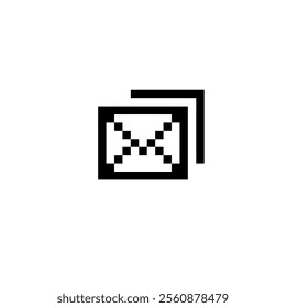 pixelated image of an envelope with a shadow or outline.represent concepts like sending, receiving, transferring, exchanging, or sharing messages, data, or files. It can also suggest depth, layering,