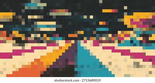 Una Imagen pixelada que presenta una mezcla de colores vibrantes que forman Formas y patrones abstractos