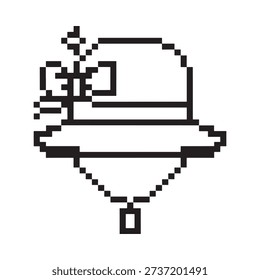 Pixelated image of a retro flying saucer with antenna and details