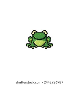 Pixelated image of smiling green frog 