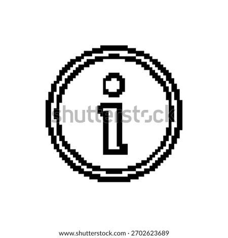 Pixelated information icon providing assistance contact support.