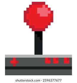 pixelated joystick icon, game item, vector illustration.