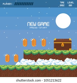 Pixelated landscape videogame scenery