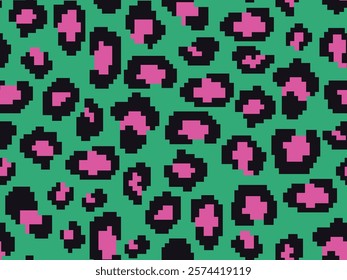 PIXELATED LEOPARD SKIN SEAMLESS PATTERN ALL OVER PRINT VECTOR ILLUSTRATION