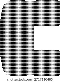Icono pixelado de la letra C hecho de puntos negros en el símbolo blanco del alfabeto del fondo