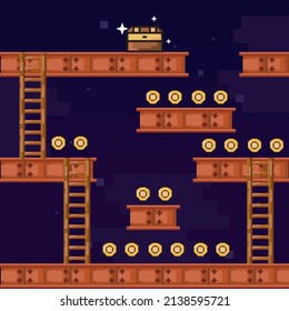 pixelated level video game with coins