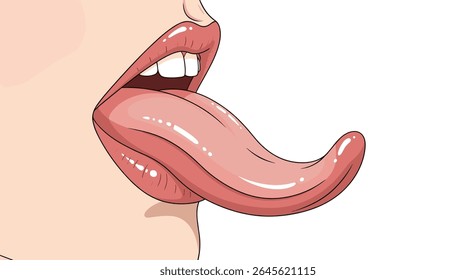 Pixelated lips and tongue with glistening texture