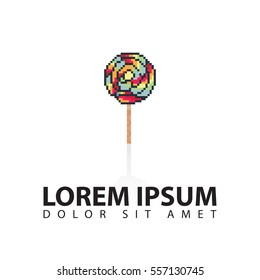 Pixelated lollipop logo design