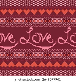Pixelated 'Love' Hearts Valentine's Day Greeting Card