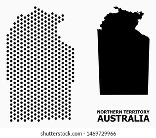 Pixelated map of Australian Northern Territory composition and solid illustration.
