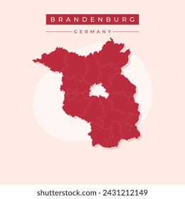 Pixelated map of Brandenburg State composition and solid illustration. Vector map of Brandenburg State composition of round spots with honeycomb geometric pattern on a white background.