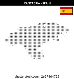 Pixelated map of Cantabria in Spain highlighted