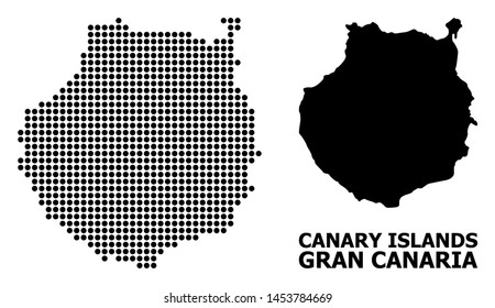 Pixelated map of Gran Canaria composition and solid illustration. Vector map of Gran Canaria combination of sphere points on a white background. Abstract flat territorial plan for education templates.