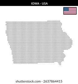 A pixelated map of Iowa USA