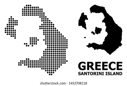 Pixelated map of Santorini Island composition and solid illustration. Vector map of Santorini Island composition of spheric items on a white background.